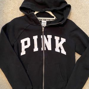 VS PINK black zip up hoodie